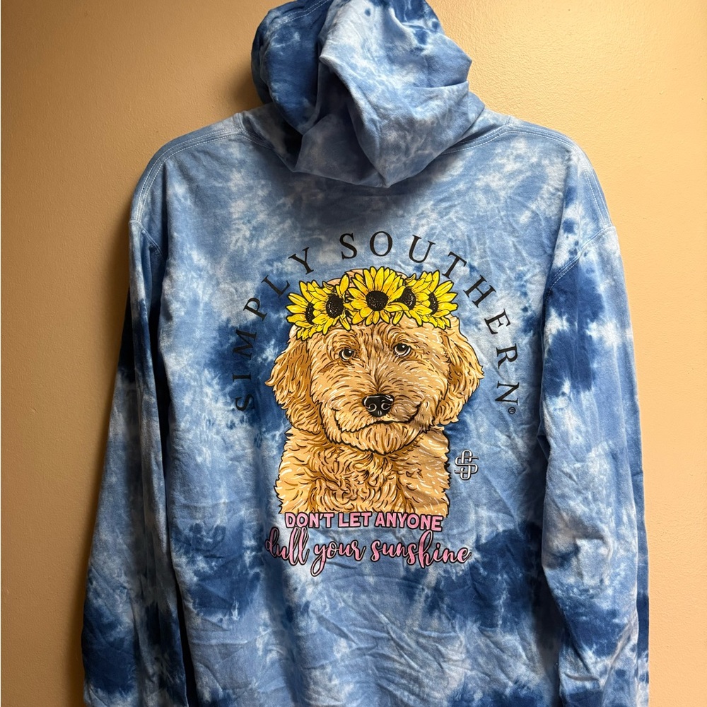 Simply Southern Tie‎ Dye Hoodie XL Sunflower Dog Graphic NWT